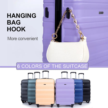 Tripcomp Hardside Luggage Set 3-Piece Set (21/25/29) Lightweight Suitcase 4-Wheeled Suitcase Set(Purple)