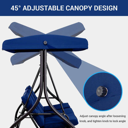 Arlopu 3 Person Porch Swing Outdoor Converting Canopy Swing Glider with Canopy
