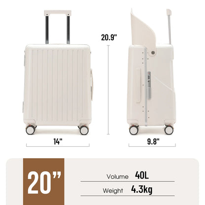 Fridtrip 20 Inch Carry On TSA Lock Luggage with for Kids& Adult,Lockable Spinner Wheels Free Luggage Cover and Safety Seatbelt Travel Suitcase