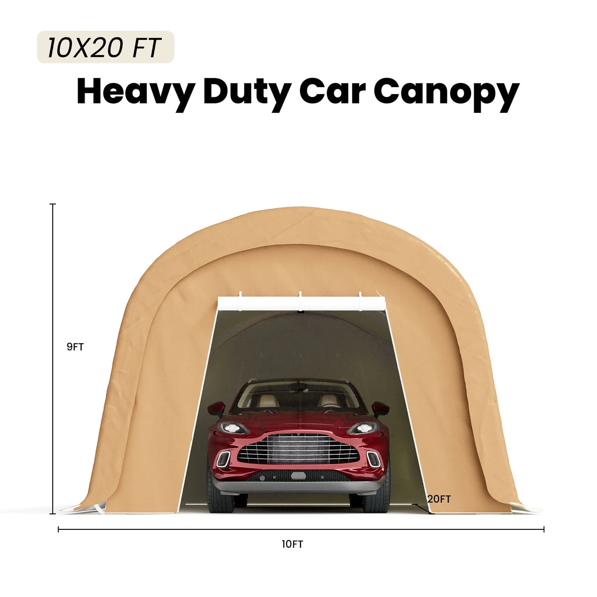 COSIEST 10'x20'Heavy Duty Carport ,Portable Outdoor Canopy Garage with Waterproof PE Roof and Steel Frame