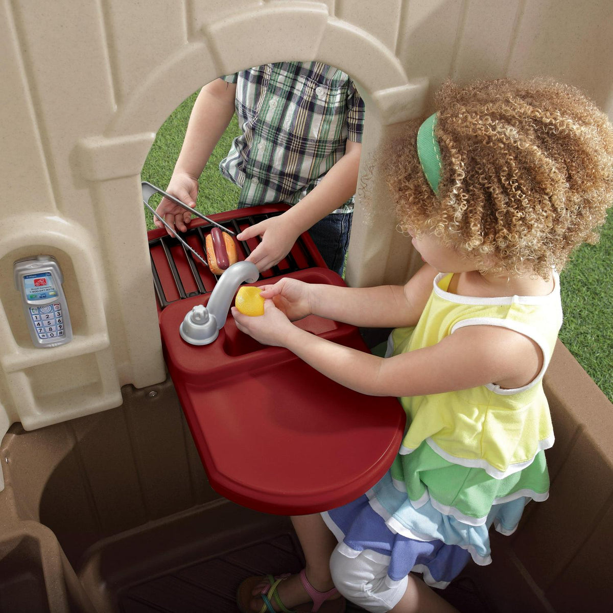 Step2 Happy Home Cottage &amp; Grill Brown Playhouse Plastic Kids Outdoor Toys