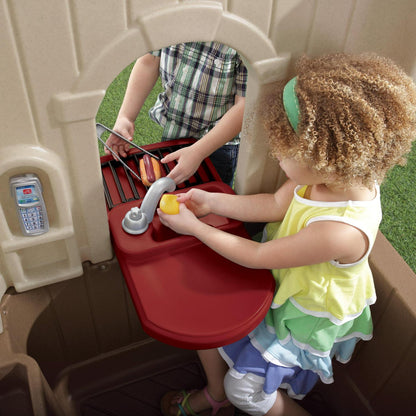 Step2 Happy Home Cottage &amp; Grill Brown Playhouse Plastic Kids Outdoor Toys