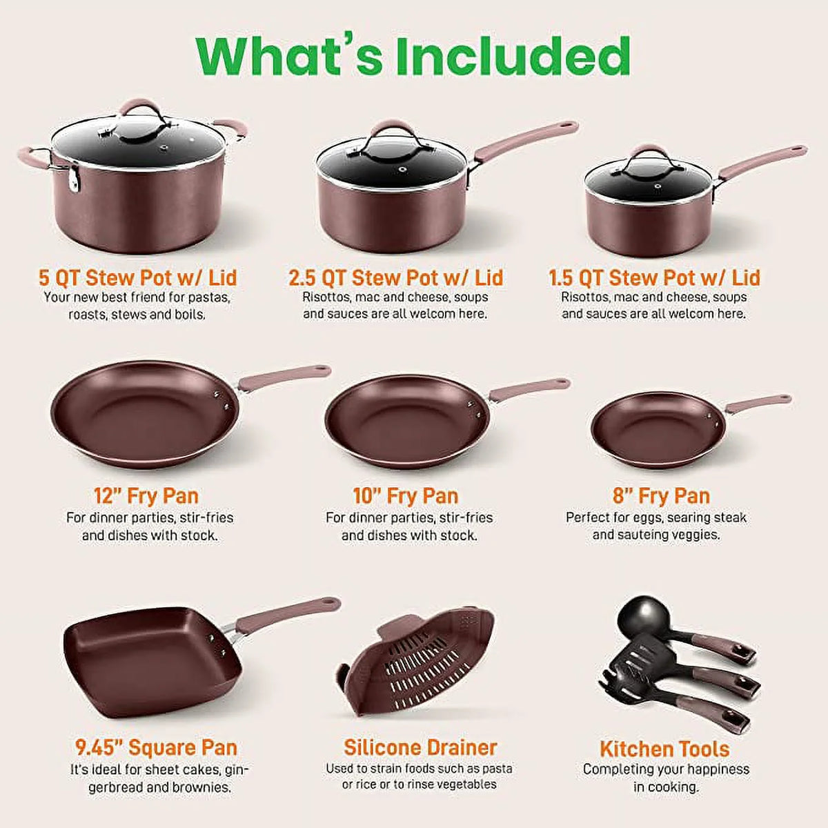 NutriChef NCCW20S 20-Piece Kitchenware Pots and Pans Set