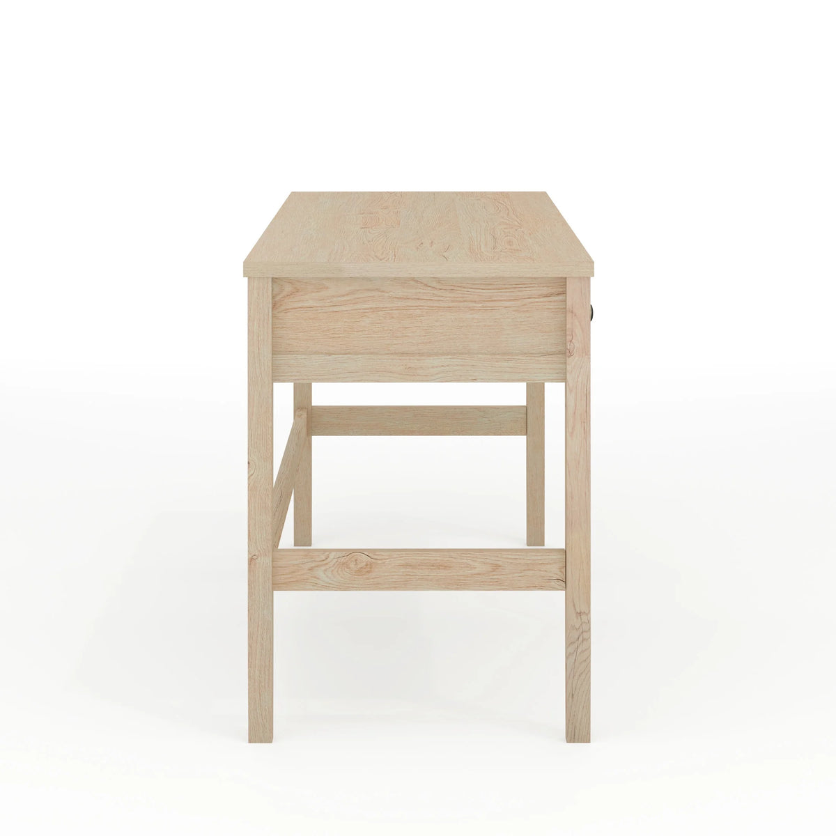 Martha Stewart Home Office Writing Desk with Tapered Legs in Light Natural with Antique Bronze Hardware