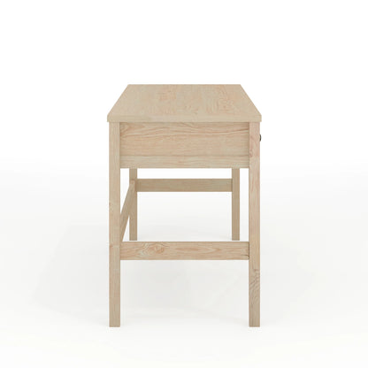 Martha Stewart Home Office Writing Desk with Tapered Legs in Light Natural with Antique Bronze Hardware