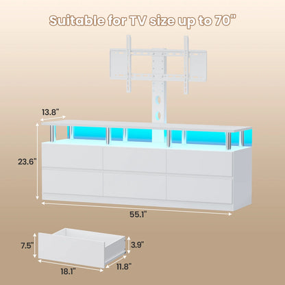 Afuhokles TV Stand with Mount and Power Outlet, TV Mount for up to 75 inch TVs, Modern LED TV Stand with 6 Drawers, Black