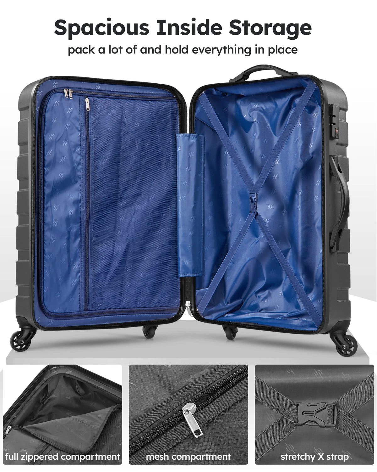 3 Piece Luggage Sets Hard Shell Suitcase Set with Spinner Wheels for Travel Trips Business 20" 24" 28", Rose Gold