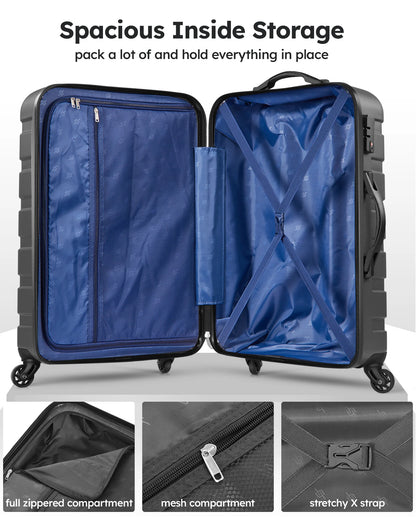 3 Piece Luggage Sets Hard Shell Suitcase Set with Spinner Wheels for Travel Trips Business 20" 24" 28", Rose Gold