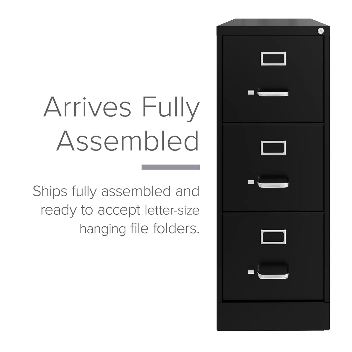Hirsh 22" Deep 3 Drawer Letter Width Vertical File Cabinet, Commercial Grade, Gray