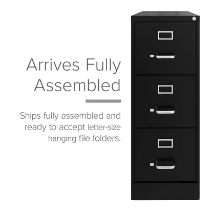 Hirsh 22" Deep 3 Drawer Letter Width Vertical File Cabinet, Commercial Grade, Gray