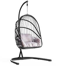 DWVO Wicker Egg Chair, Oversized Indoor Outdoor Lounger for Patio, Backyard, Living Room, Beige