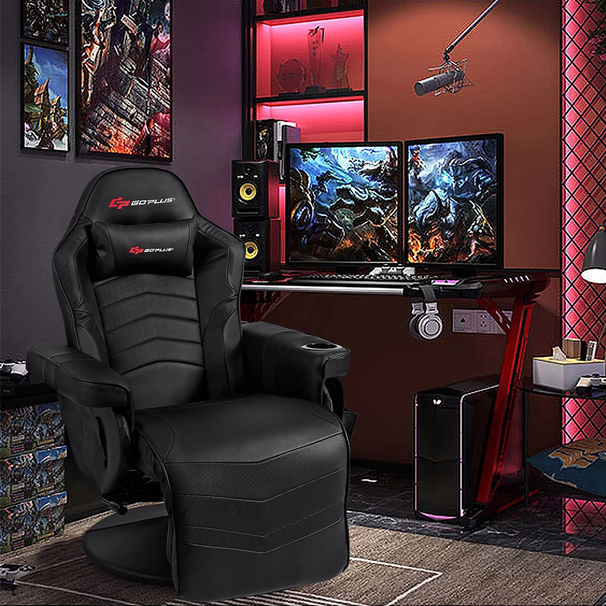 Massage Gaming Chair Racing Style Gaming Recliner Blue