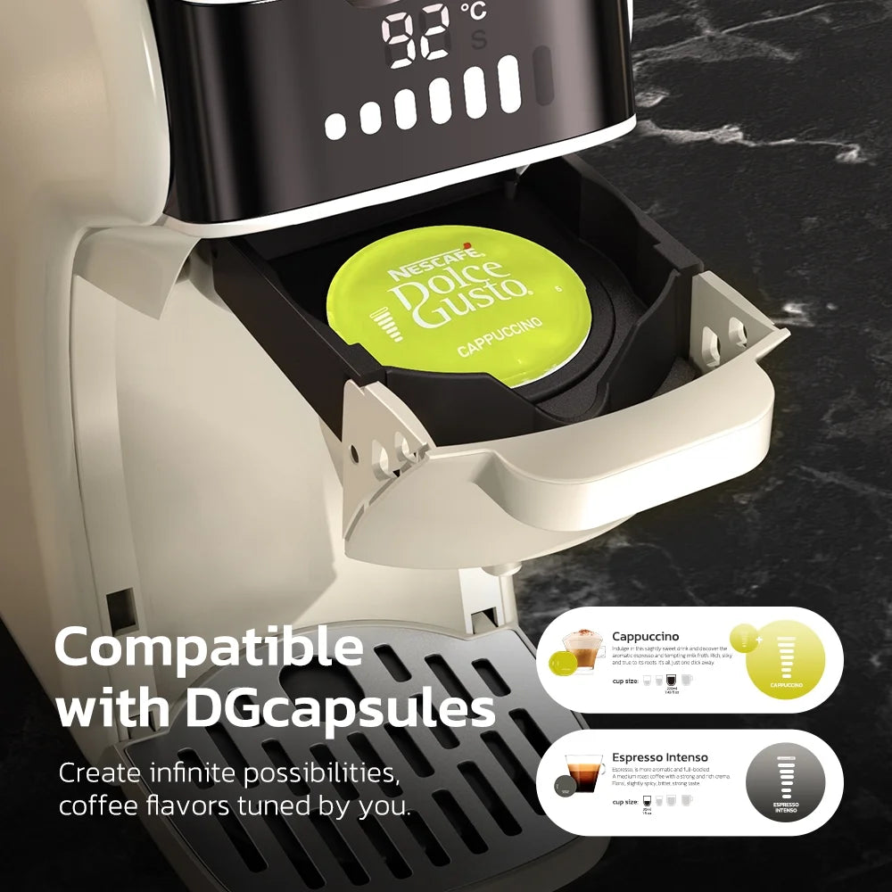 HiBREW 6in1 Pods Coffee Machine Multiple Espresso Cafetera Cappuccino Coffee Maker H1B Beige