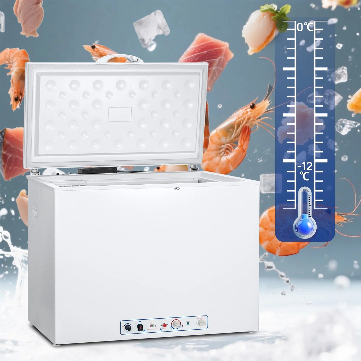 7 Cu ft Propane Chest Freezer, LPG/110V 2 Way Freezer Off Grid Lock and Top Door for Outdoor White