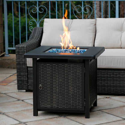 Bali Outdoors 28" Gas Fire Pit Table,  Steel Tabletop Fire Pit Patio Furniture Table, Black