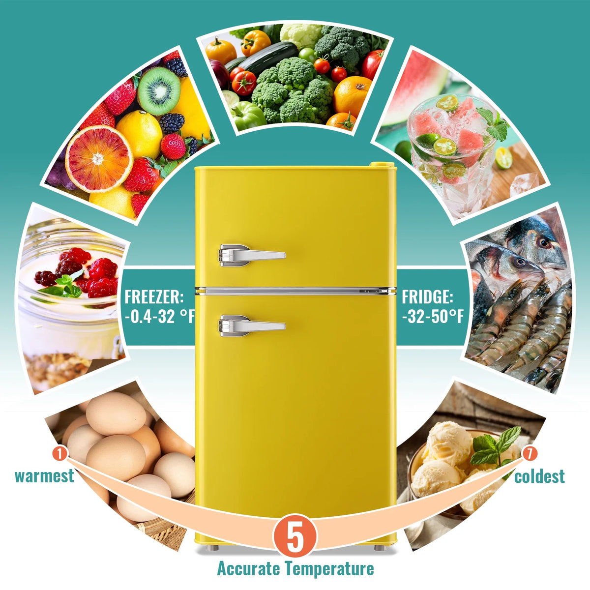 TACOOL Refrigerator with Top Freezer 3.5Cu.ft Two Door Small Mini Fridge with Extra Drink Space for Home Office Dorm Red