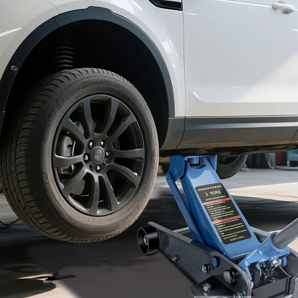 3 Ton Heavy Duty Floor Jack, Fast Lift & Stable Support, Carbon Steel Automotive Jack with Wheels, Max Lift 18.15" for Car and Truck Repair, Blue