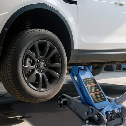 3 Ton Heavy Duty Floor Jack, Fast Lift & Stable Support, Carbon Steel Automotive Jack with Wheels, Max Lift 18.15" for Car and Truck Repair, Blue