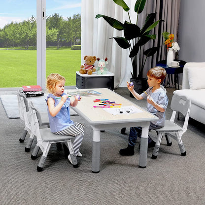 Arlopu Toddler Table and Chair Set Height Adjustable, Kids Activity Table for Reading, Drawing, Eating, Studying, Max 220lbs