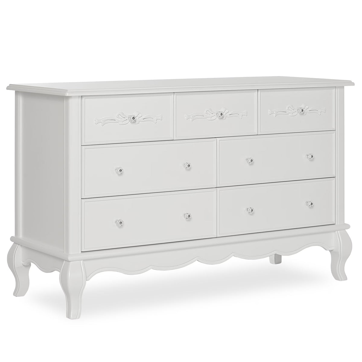 Evolur Aurora 7-Drawer Double Dresser in Ivory Lace, Spacious Drawers