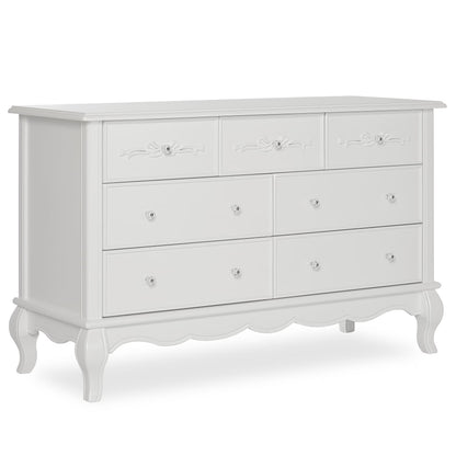 Evolur Aurora 7-Drawer Double Dresser in Ivory Lace, Spacious Drawers