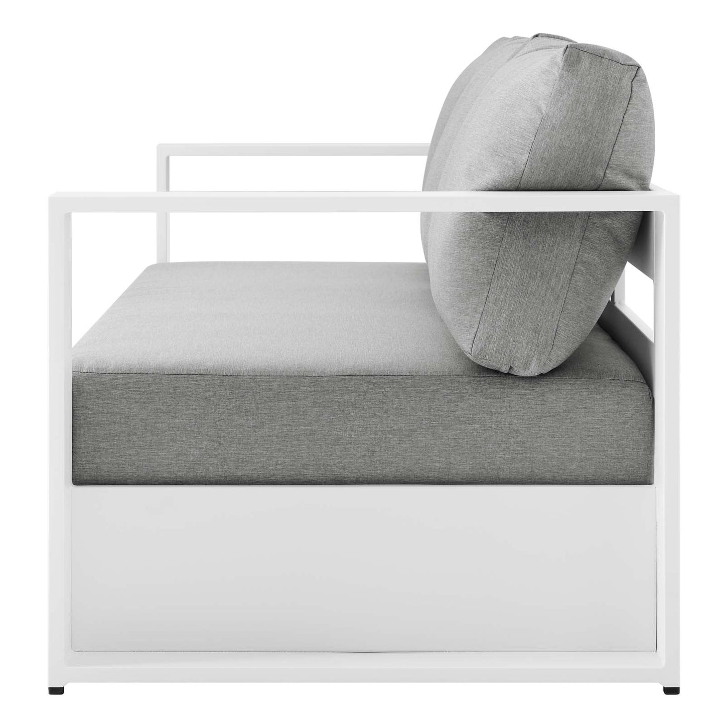 Lounge Sofa Table Set, Grey Gray, Aluminum, Metal, Fabric, Modern Contemporary, Outdoor Patio Balcony Cafe Bistro Garden Furniture Hotel Hospitality