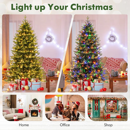 Costway 5 FT Pre-Lit Christmas Tree Hinged with 250 Multi-color Lights & 844 Branch Tips