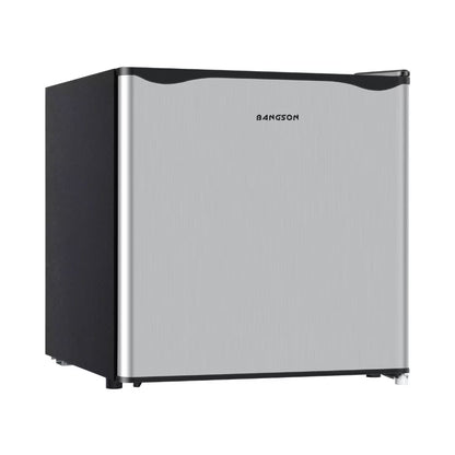 BANGSON Small Refrigerator,1.6 Cu.ft Mini Fridge with Freezer, Single Door, Silver