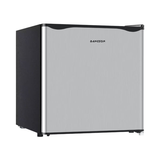 BANGSON Small Refrigerator,1.6 Cu.ft Mini Fridge with Freezer, Single Door, Silver