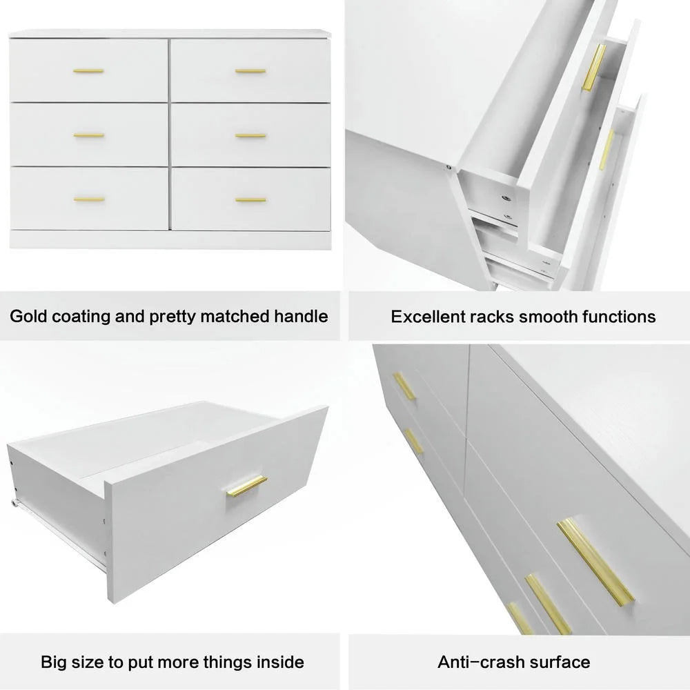 Kadyn Modern 6 Drawer Dresser Wood Cabinet,Dresser for Bedroom, Kitchen Storage Cabinet with Drawers, Chest of Drawers(Black)