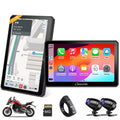 Carpuride Motorcycle HD Dual 1080P Dash Cam, Wireless Apple CarPlay & Android Auto Wire Control, Horizontal  Vertical Rotation 7" Touch Screen (712D)