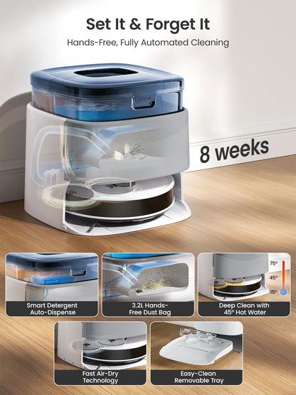 Lefant M3L Robot Vacuum and Mop, 12000Pa Suction, All-in-One Base Station, Anti-Tangle Brushes & Dual Spinning Mop, Self-Emptying & Refilling, LIDAR Navigation