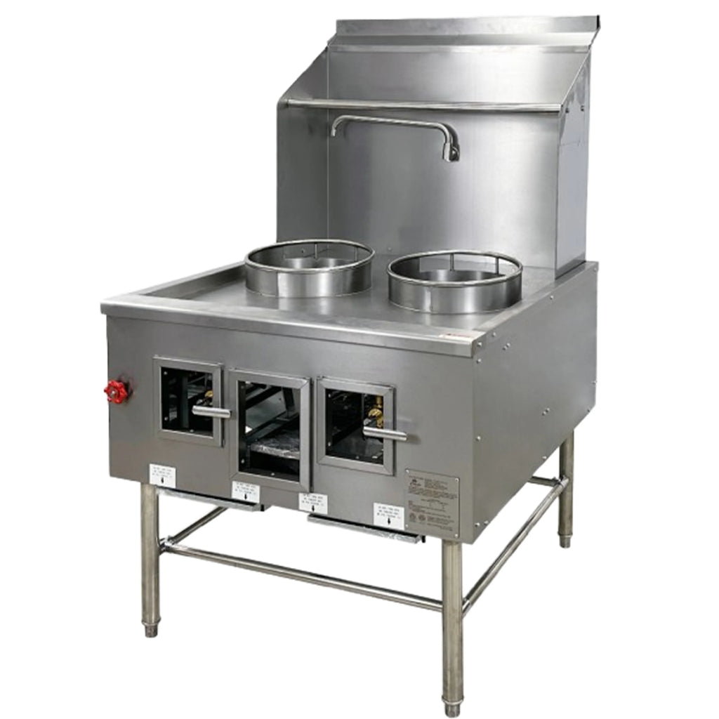 NSF 36 in. Two Burners Chinese Wok Range Natural Gas/ LP with Waterfall Commercial Restaurant Wok