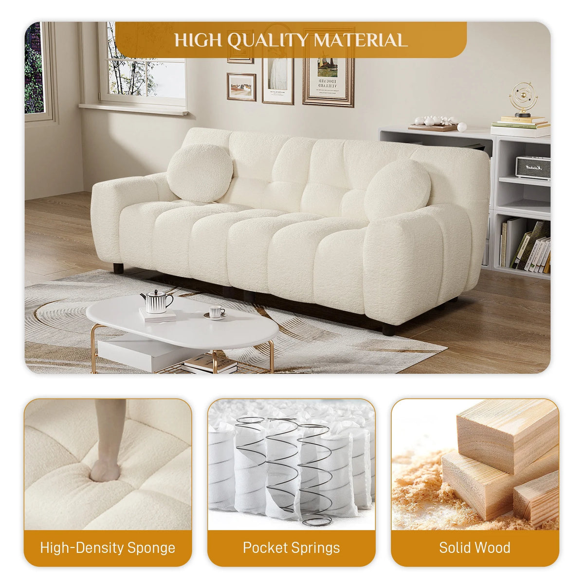 Rophefx 2-Seat Corduroy Deep Seat Cloud Sofa Couch for Living Room, Bedroom
