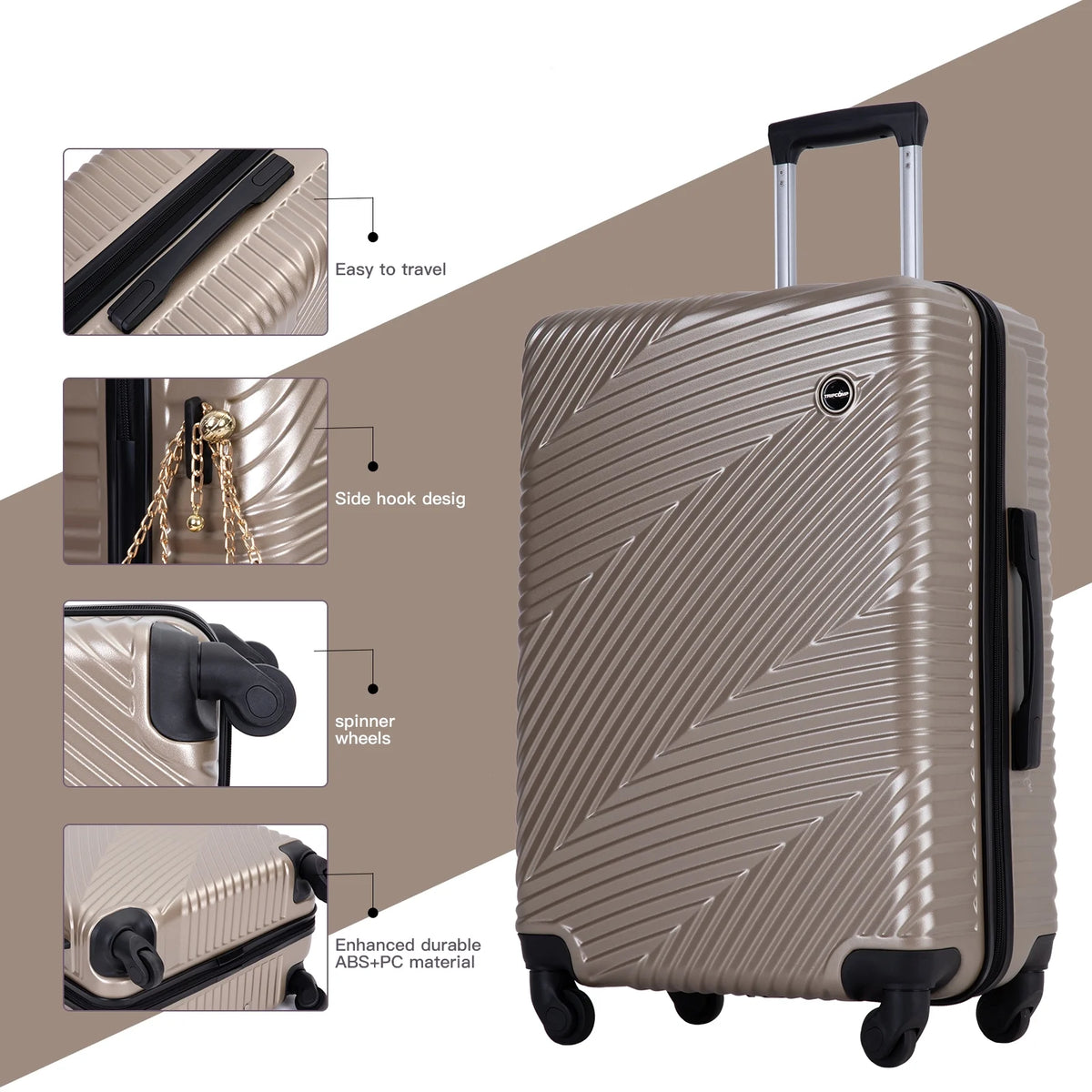 Tripcomp Luggage 3 Piece Set,Suitcase with Spinner Wheels Hardside Lightweight Luggage 20in24in28in.(Blue)