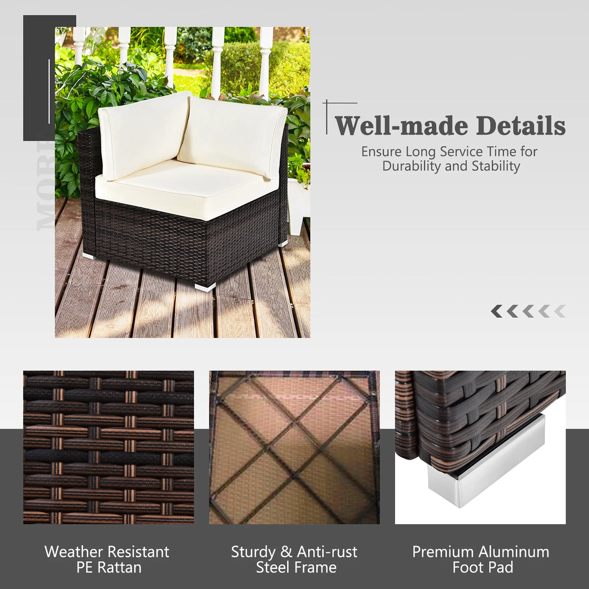Costway 8PCS Patio Rattan Furniture Set Fire Pit Table Tank Holder Cover Deck Black