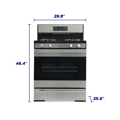 Element 30 Inch 4 Burners 5.2 cu. ft. Freestanding Gas Range, Stainless Steel