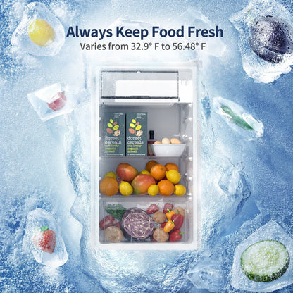 BANGSON 3.2 Cu.Ft. Mini Fridge, Compact Refrigerator with Reversible Door, Silver