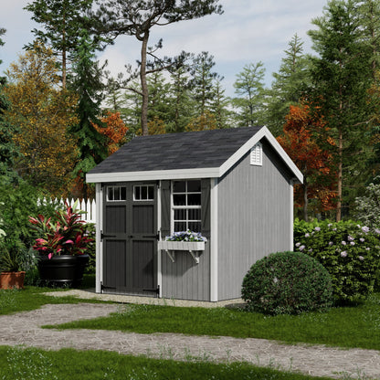 Little Cottage Co. 8x8 Colonial Pinehurst Shed with Operable Window, Outdoor Wood Storage Do-It-Yourself Precut Kit