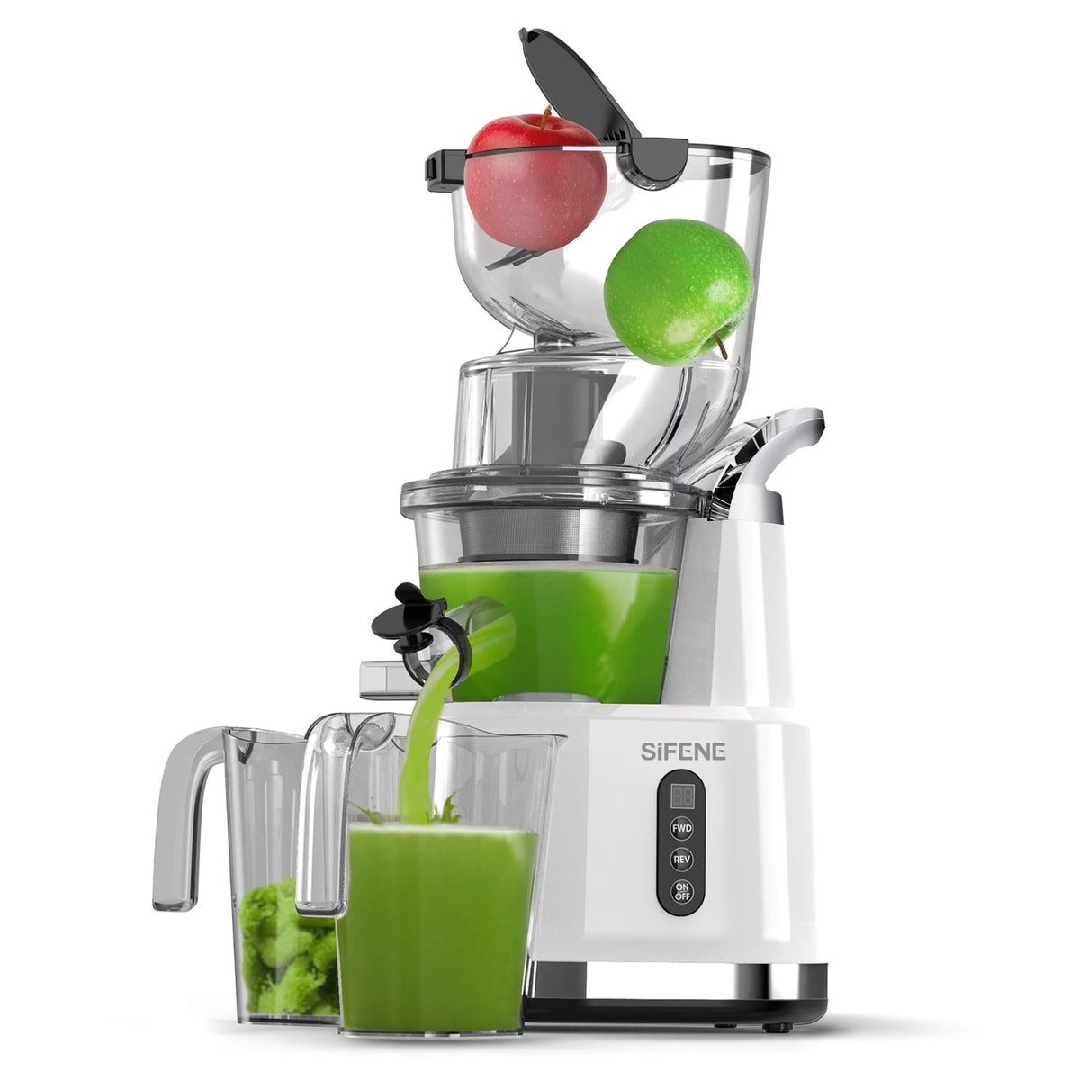 SIFENE 200W Cold Press Juicer Machine for Fruits and Vegetables, Masticating Juice Maker with 83mm Wide Chute, High Yield, Easy Clean, Gray