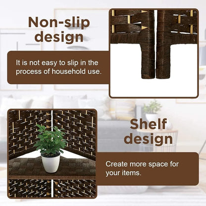 Dkelincs 6 Panel Wood Room Dividers Portable Folding Privacy Screen with Removable Storage Shelves, Brown