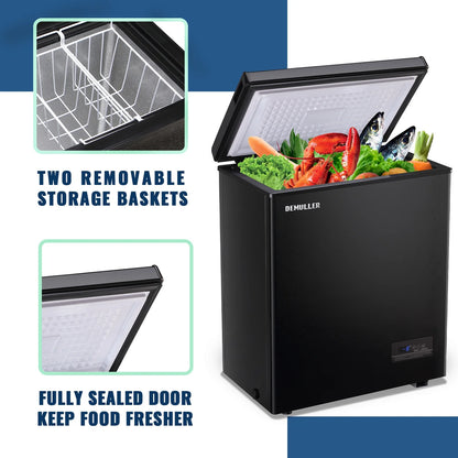 DEMULLER Deep Chest Freezer Freezers with Two Storage Baskets Ultra-Low Temperature Black 79-B-1