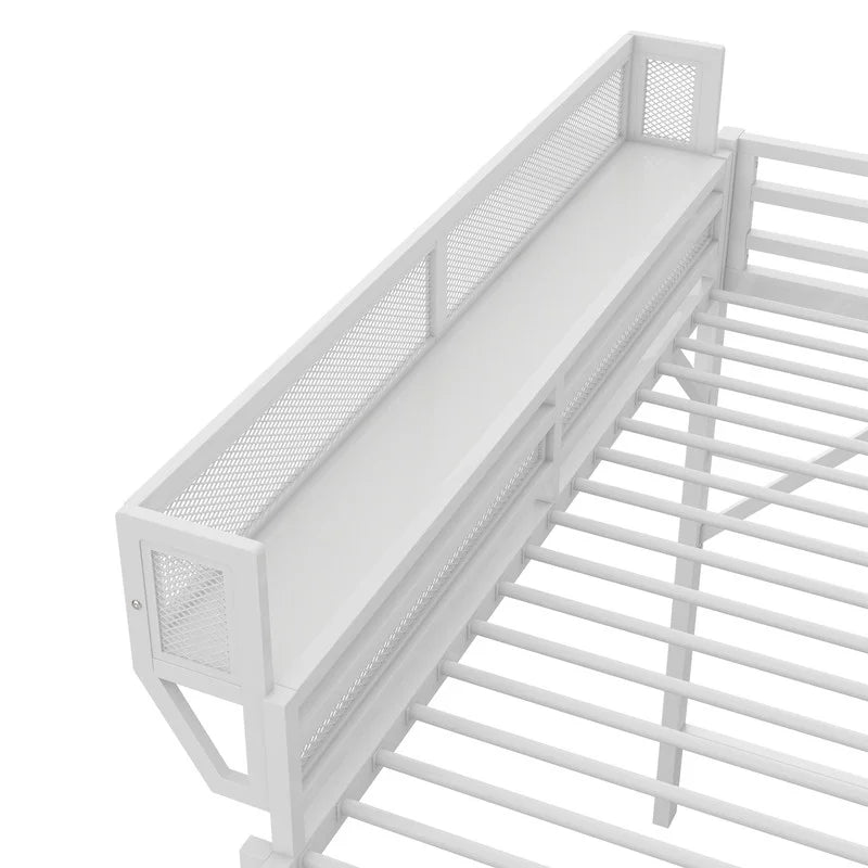 Duxelifin Queen Size Metal Loft Bed Frame, Heavy Duty Steel High Loft Bed with Storage Shelves & Ladder, Space-Saving Loft Bed for Apartments, Adults, Teens & Juniors (Black)
