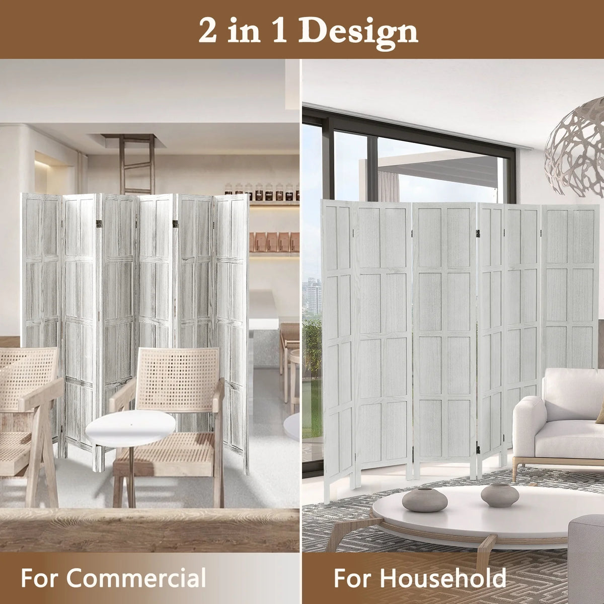 Aletheiawu 4 Panel Room Divider Wall and Folding Privacy Screens��No Installation Required��White