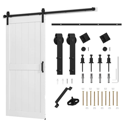 Uforic 48" x 84" Silding Barn Door,with Hardware Kit Rail,and Handle,Pulleys, Gray