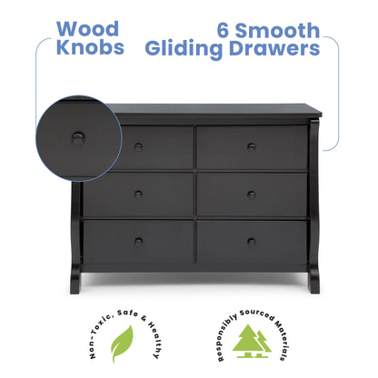 Delta Children Universal 6 Drawer Dresser with Interlocking Drawers - Greenguard Gold Certified, Grey