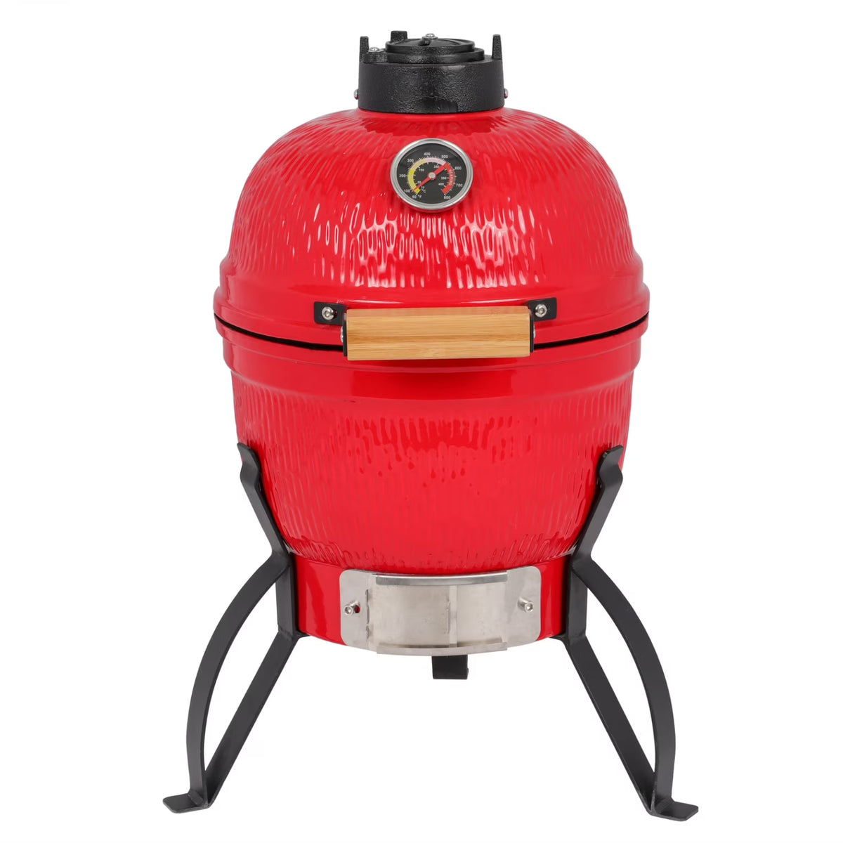 13in Ceramic Charcoal Kamado Grill with Heavy Duty Heat-Resistant Walls, 50-800��F Temp Control, for Backyard Grilling, Smoking, Baking, Orange