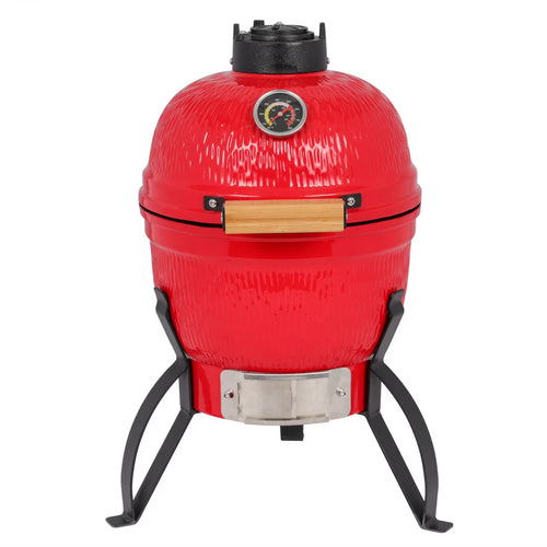 13in Ceramic Charcoal Kamado Grill with Heavy Duty Heat-Resistant Walls, 50-800��F Temp Control, for Backyard Grilling, Smoking, Baking, Orange