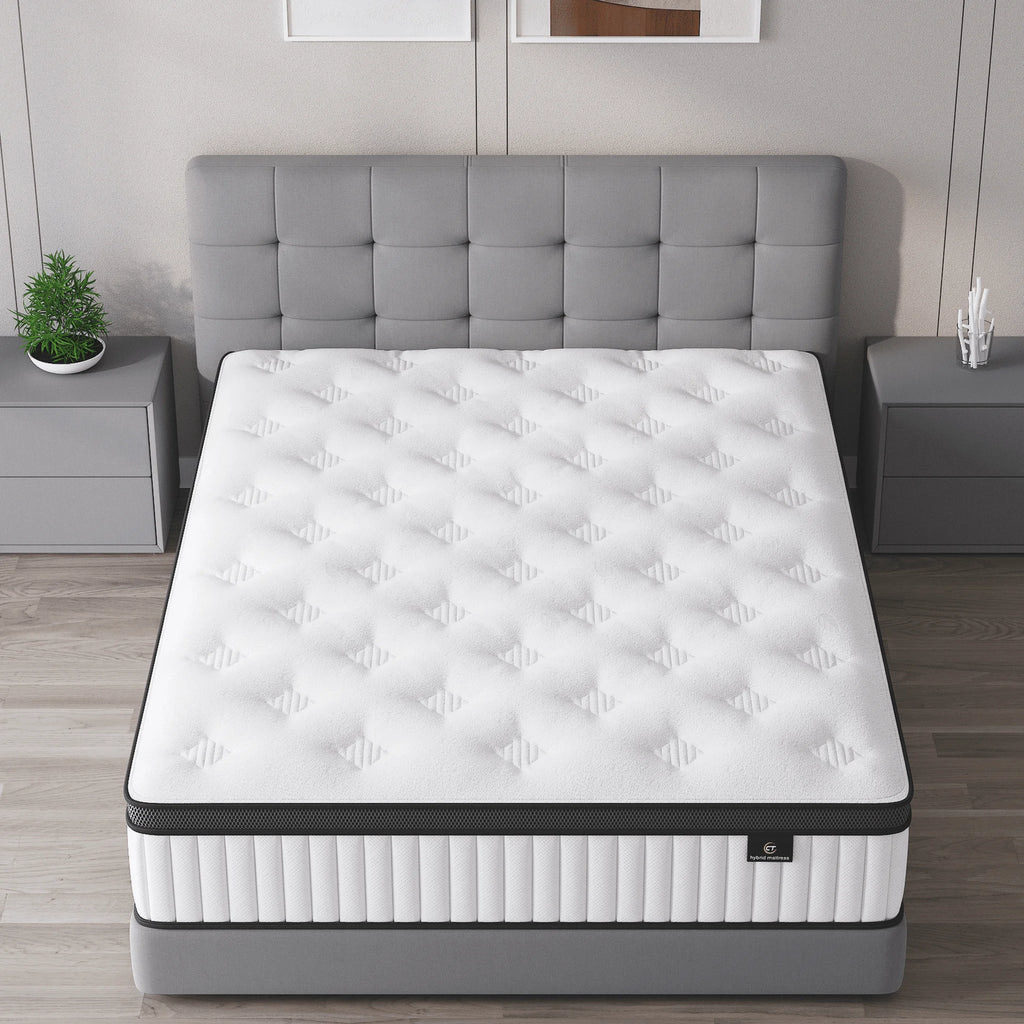 Madevos Full Mattress in a Box, 12 inch Memory Foam individual Pocket Spring Hybrid Mattress - Medium Firm Support with Soft & Breathable