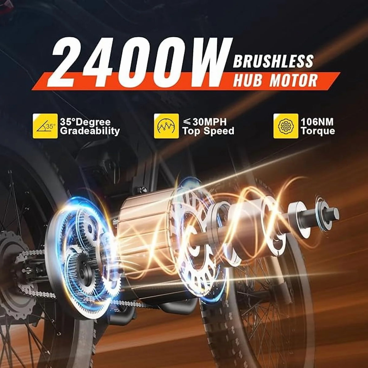 Riding'Times 2400W 48V Electric Dirt Bike for Adults Ridingtimes GT73,brushless Hub Motor,18.2AH*2 Electric BIKE with 25" tires digital screen Carbon Steel,BLACK